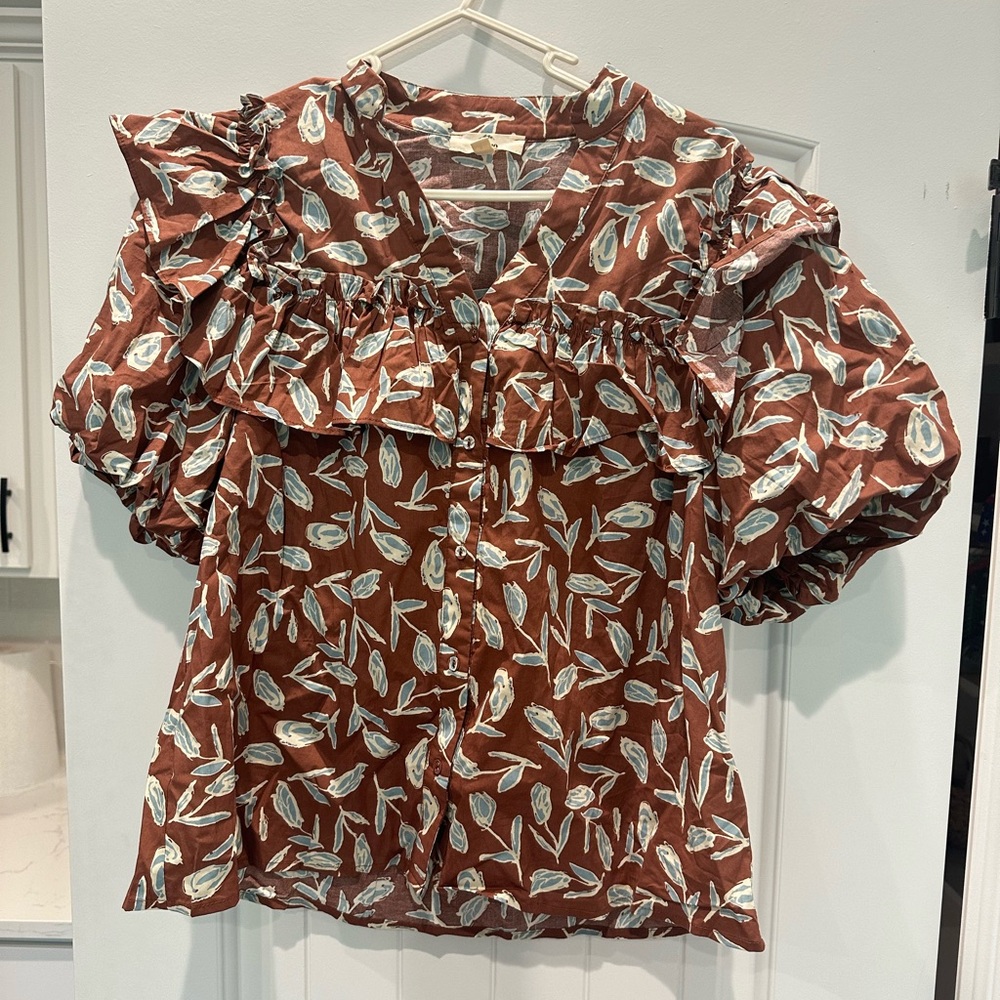 Ruffle Button Down Blouse - image 1